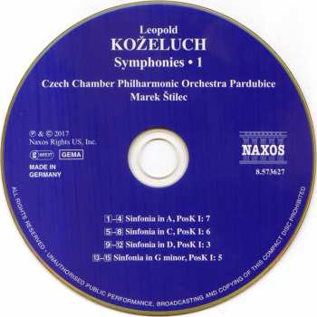 CD Leopold Koželuh: Symphonies • 1 123493