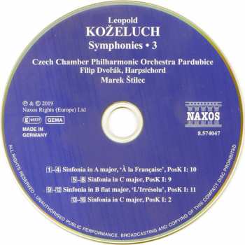 CD Leopold Koželuh: Symphonies • 3 196171