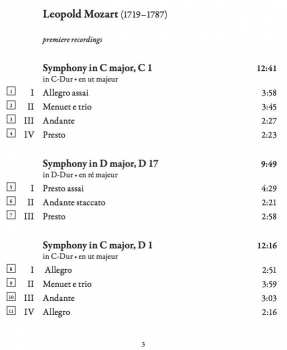 CD Leopold Mozart: Symphonies 319523