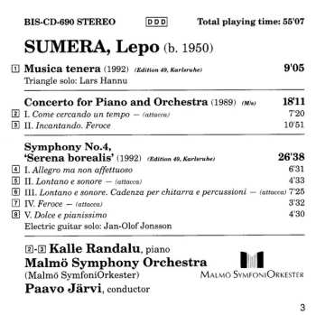 CD Lepo Sumera: Musica Tenera / Piano Concerto / Symphony No. 4, "Serena Borealis" 521555