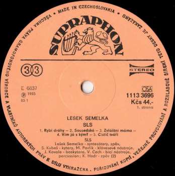 LP Lešek Semelka: Lešek Semelka, SLS 97675
