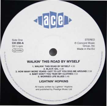 LP Lightnin' Hopkins: Walkin' This Road By Myself 457560
