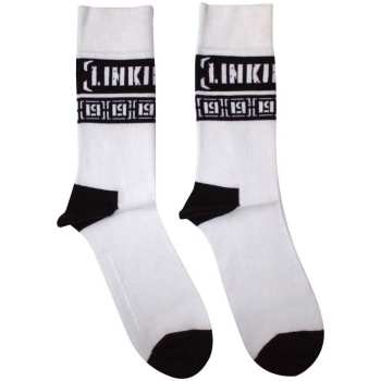 Merch Linkin Park: Linkin Park Unisex Ankle Socks: Lp Repeat (white) (uk Size 4 - 7) 36 - 42