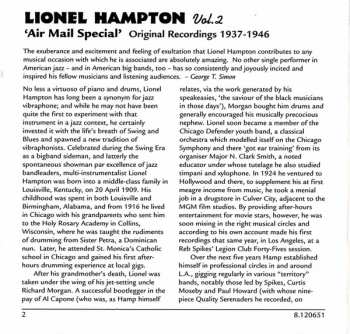 CD Lionel Hampton: Lionel Hampton Vol.2 "Air Mail Special" Original Recordings 1937-1946 453765