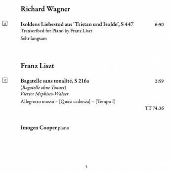 CD Franz Liszt: Imogen Cooper Plays Liszt And Wagner 394262