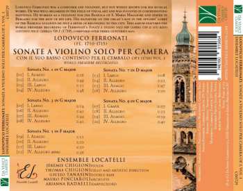 CD Lodovico Ferronati: Sonate A Violino Solo Per Camera Con Il Suo Basso Continuo Per Il Cembalo Op.1 (1710) Vol. 1 520339