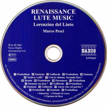 CD Lorenzino del Liuto: Renaissance Lute Music (Preludes, Fantasias And Dances) 119215