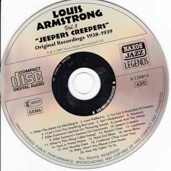 CD Louis Armstrong: Jeepers Creepers (Vol. 5 Original 1938-1939 Recordings) 286578
