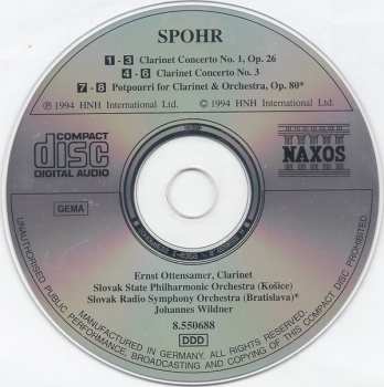 CD Louis Spohr: Clarinet Concertos Nos. 1 And 3 / Potpourri, Op. 80 186056