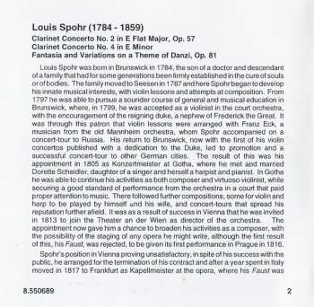 CD Louis Spohr: Clarinet Concertos Nos. 2 & 4 / Fantasia And Variations, Op. 81 151331