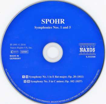 CD Louis Spohr: Symphonies Nos. 1 And 5 315975