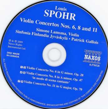 CD Louis Spohr: Violin Concertos Nos. 6, 8 And 11 179095