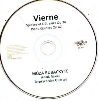 CD Louis Vierne: Spleens Et Détresses Op.38 - Piano Quintet Op.42 471033