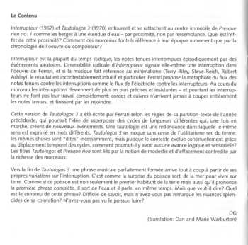 CD Luc Ferrari: Interrupteur / Tautologos 3