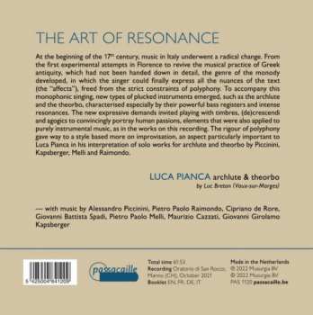 CD Luca Pianca: The Art Of Resonance - Archlute & Theorbo Music Of The Italian Seicento 306849
