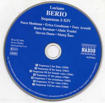 3CD Luciano Berio: Sequenzas I-XIV For Solo Instruments 277656