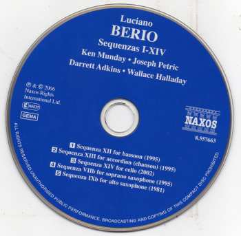 3CD Luciano Berio: Sequenzas I-XIV For Solo Instruments