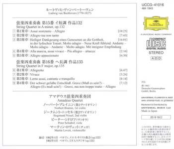 CD Ludwig van Beethoven: Die Streichquartette • The String Quartets • Les Quatuors A Cordes Nos.15 & 16 LTD 474026