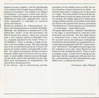 CD Ludwig van Beethoven: Hammerklavier-Sonate = Piano Sonata No.29 In B Flat Major = Sonate Pour Piano N° 29 En Si Bémol Majeur Op.106