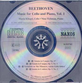 CD Ludwig van Beethoven: Music For Cello And Piano Vol. 1 330443