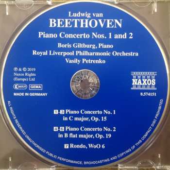 CD Ludwig van Beethoven: Piano Concertos Nos. 1 And 2 / Rondo, Wo0 6 113884