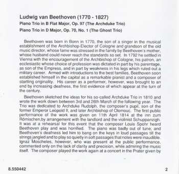 CD Ludwig van Beethoven: Piano Trios "Archduke" - "Ghost" 310778