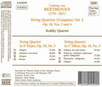 CD Ludwig van Beethoven: String Quartets (Complete) Vol. 2 Op. 18, Nos. 3 And 4 421857
