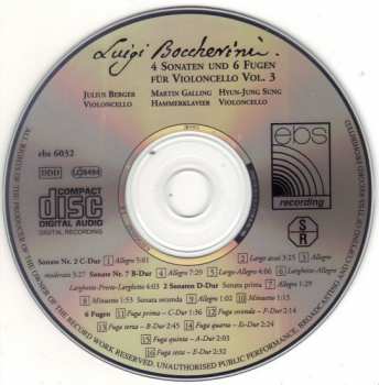 CD Luigi Boccherini: 4 Sonaten Und 6 Fugen Für Violoncello Vol.3 348402