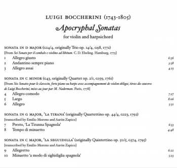 CD Luigi Boccherini: Apocryphal Sonatas for Violin And Harpsichord 337362