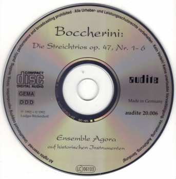CD Luigi Boccherini: Die Streichtrios Op.47, Nr.1-6 288824