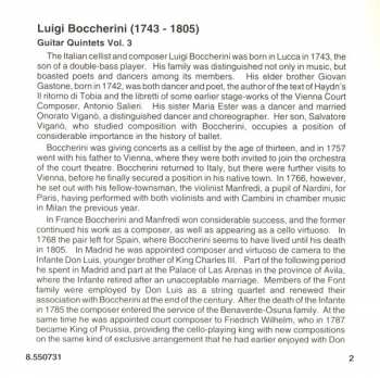 CD Luigi Boccherini: Guitar Quintets Vol. 3 337401