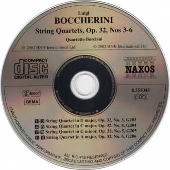 CD Luigi Boccherini: String Quartets, Op. 32, Nos. 3-6 333166