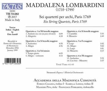 CD Maddalena Laura Lombardini: Sei Quartetti Per Archi; Paris, 1769 278314