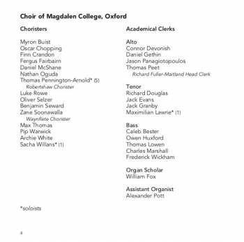 CD Magdalen College Choir Oxford: The Pillar Of The Cloud 344668