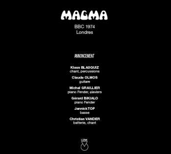 CD Magma: BBC 1974 Londres DIGI | DIGI 108630