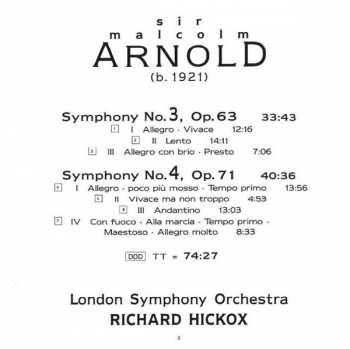 CD Malcolm Arnold: Symphonies No.3 & No.4 313820