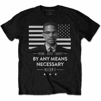 Merch Malcolm X: Tričko By Any Means Necessary  L