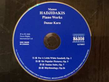 CD Manos Hadjidakis: Piano Works: For A Little White Seashell - Rhythmology - Six Popular Pictures - Ionian Suite 149166
