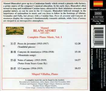 CD Manuel Blancafort: Piano Music (Youthful Pieces • Mountain Songs • Notes From Years Gone By) 464419
