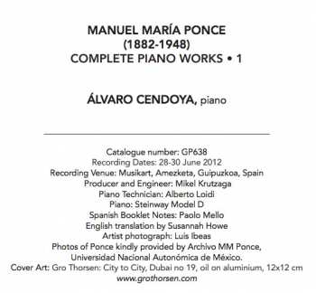 CD Manuel María Ponce Cuéllar: Complete Piano Works • 1 279487