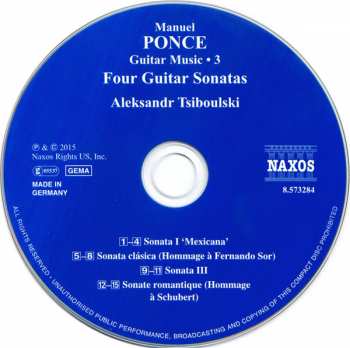 CD Manuel María Ponce Cuéllar: Four Guitar Sonatas (Guitar Music - 3) 287494