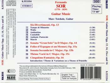 CD Marc Teicholz: Sor: Guitar Music Opp. 13, 14, 15a-c And 16 / Guitar Collection 392141