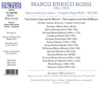 2CD Marco Enrico Bossi: Opera Omnia Per Organo Vol. XII = Complete Organ Works - Vol. XII 517990