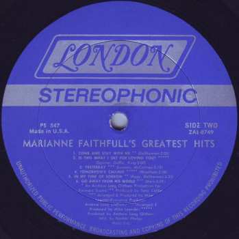 LP Marianne Faithfull: Marianne Faithfull's Greatest Hits 539438