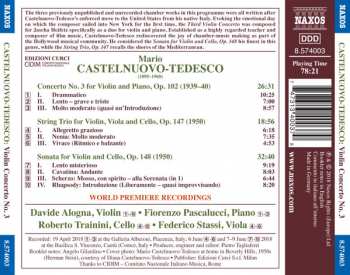 CD Mario Castelnuovo Tedesco: Violin Concerto No. 3 • String Trio • Sonata For Violin And Cello 329530