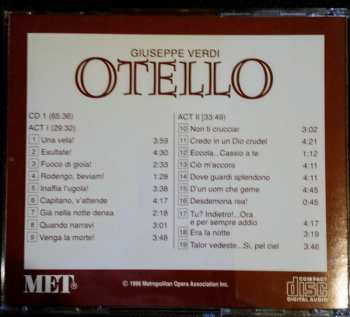 2CD Giuseppe Verdi: Otello - Metropolitan Opera Historic Broadcast Recording March 8, 1958