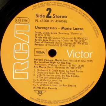 LP Mario Lanza: Unvergessen