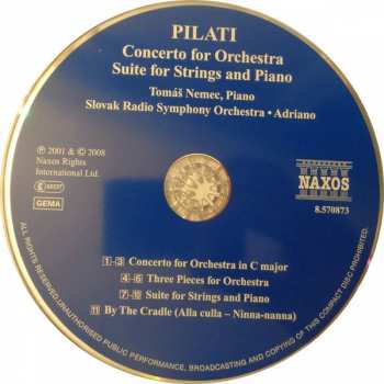 CD Mario Pilati: Concerto For Orchestra / Suite For Strings And Piano 123536