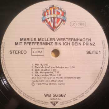 LP Marius Müller-Westernhagen: Mit Pfefferminz Bin Ich Dein Prinz 465175