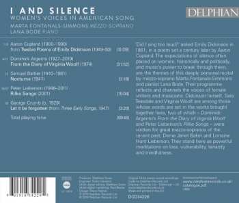 CD Marta Fontanals: I And Silence: Women’s Voices In American Song 256724